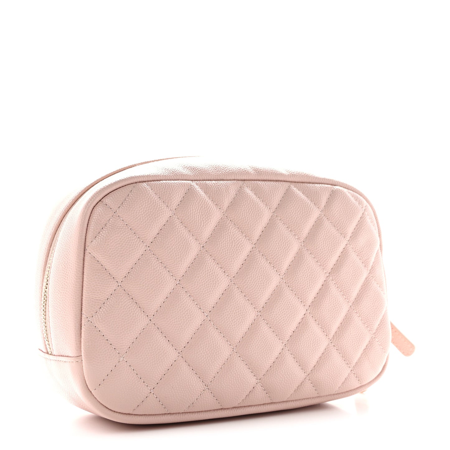 Caviar Quilted Medium Curvy Pouch Cosmetic Case Light Pink