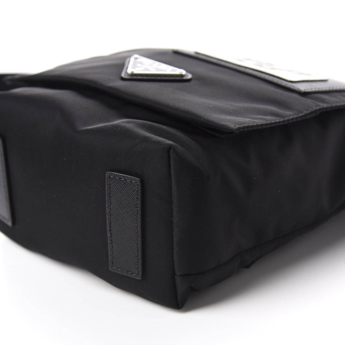 Tessuto Nylon Saffiano Racing Logo Flat Messenger Bag Black