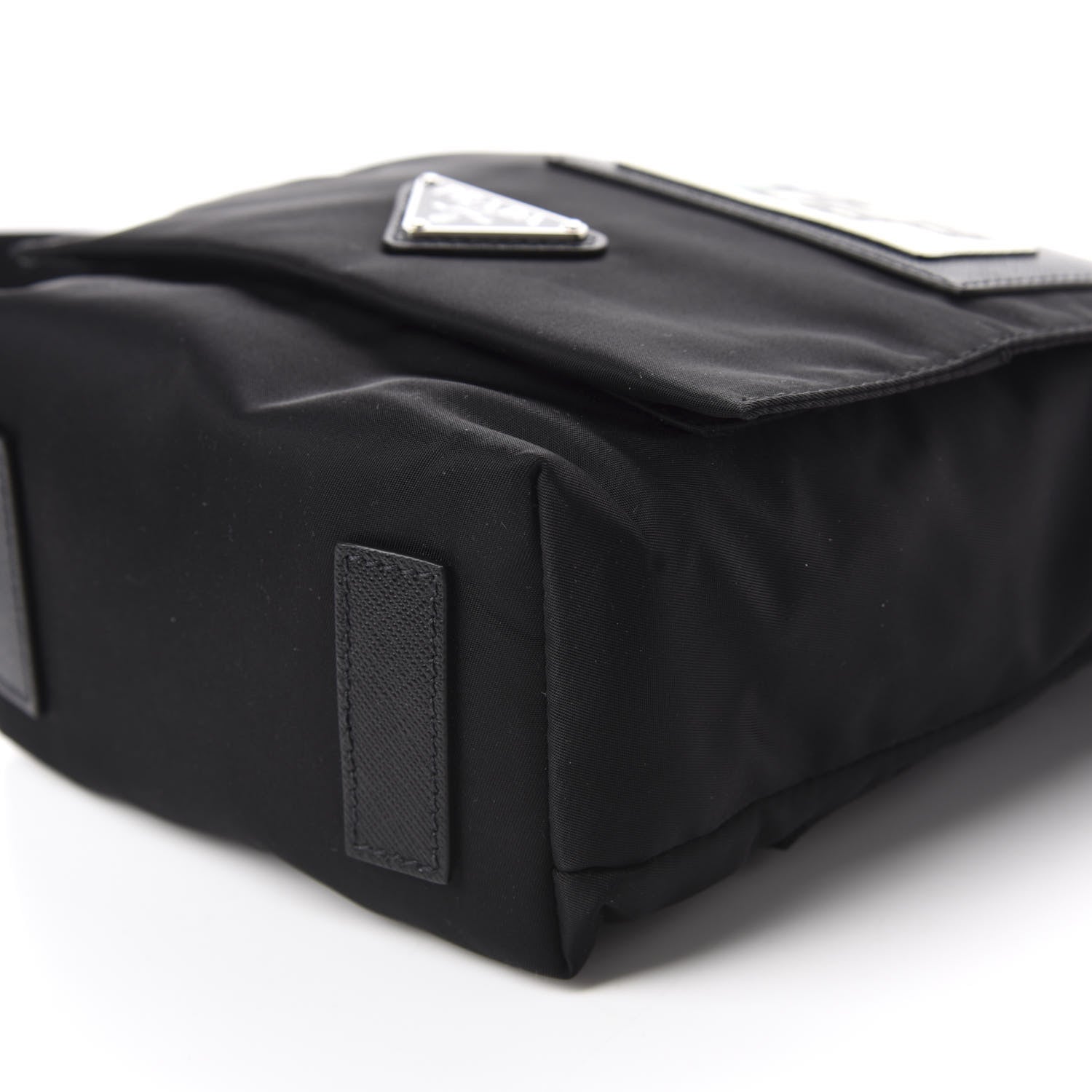 Prada Tessuto Nylon Saffiano Racing Logo Flat Messenger Bag Black 7 of 10