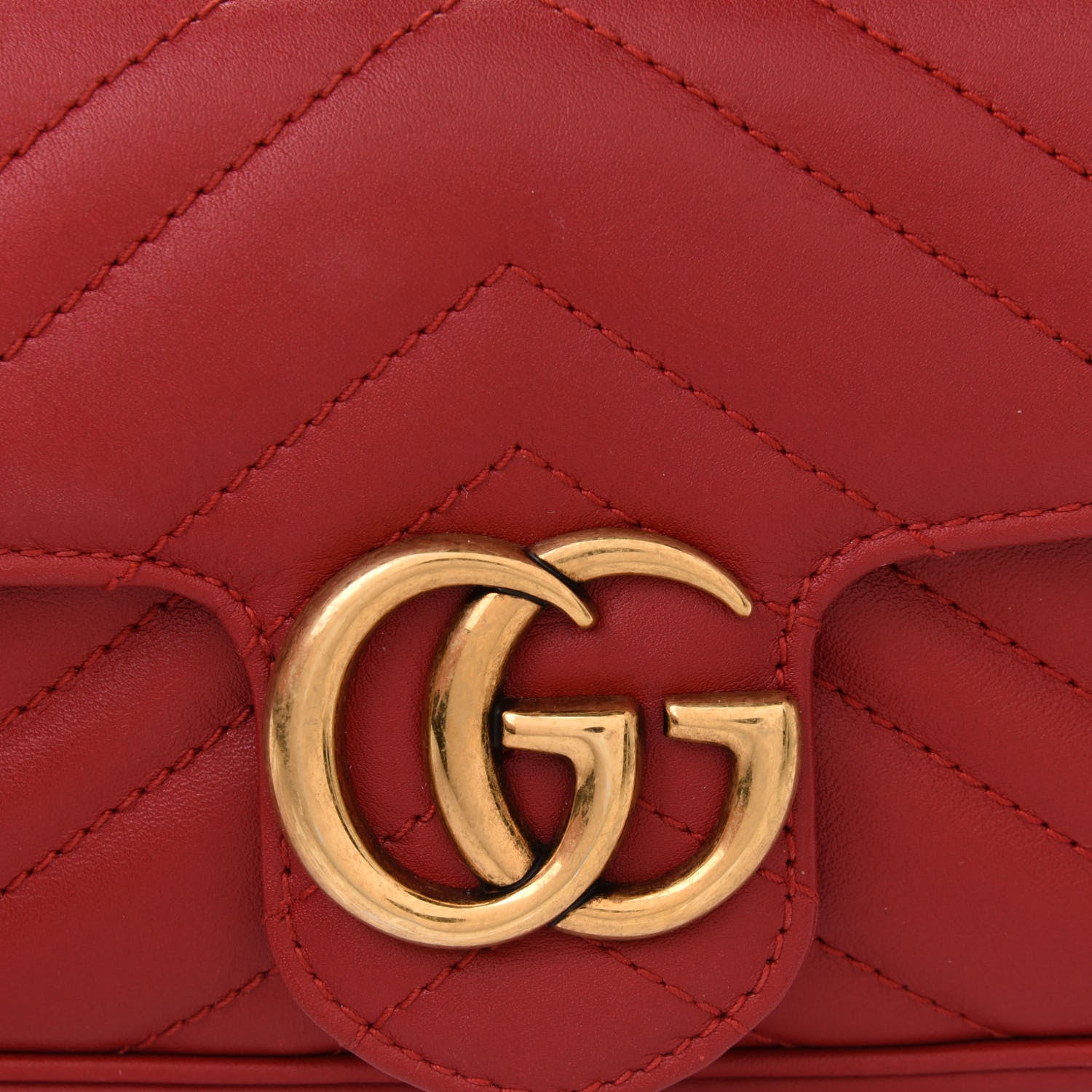 Gucci Calfskin Matelasse Super Mini GG Marmont Shoulder Bag Hibiscus Red 8 of 11