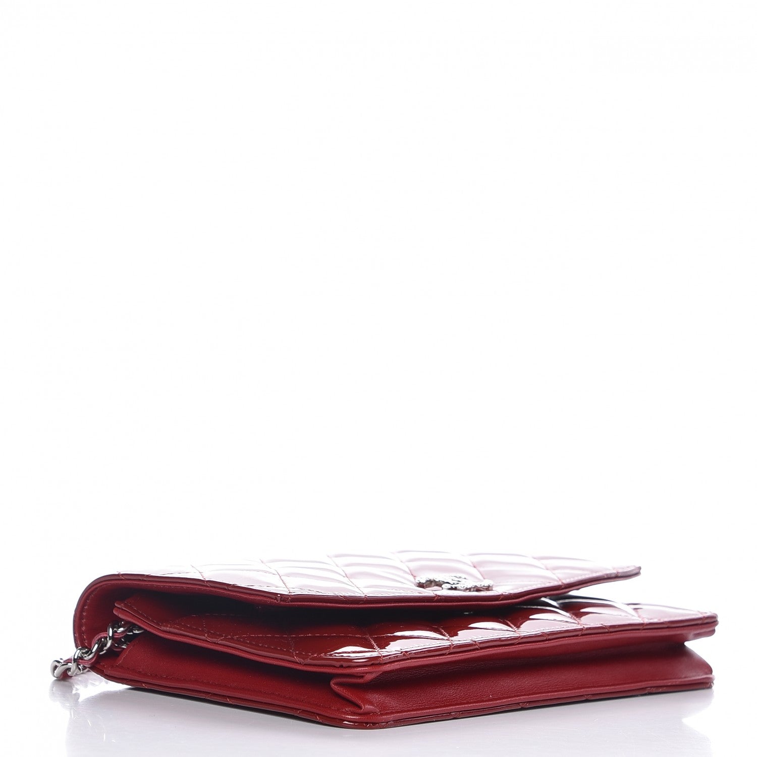 Chanel Patent Quilted Brilliant Wallet On Chain WOC Red 4 of 9