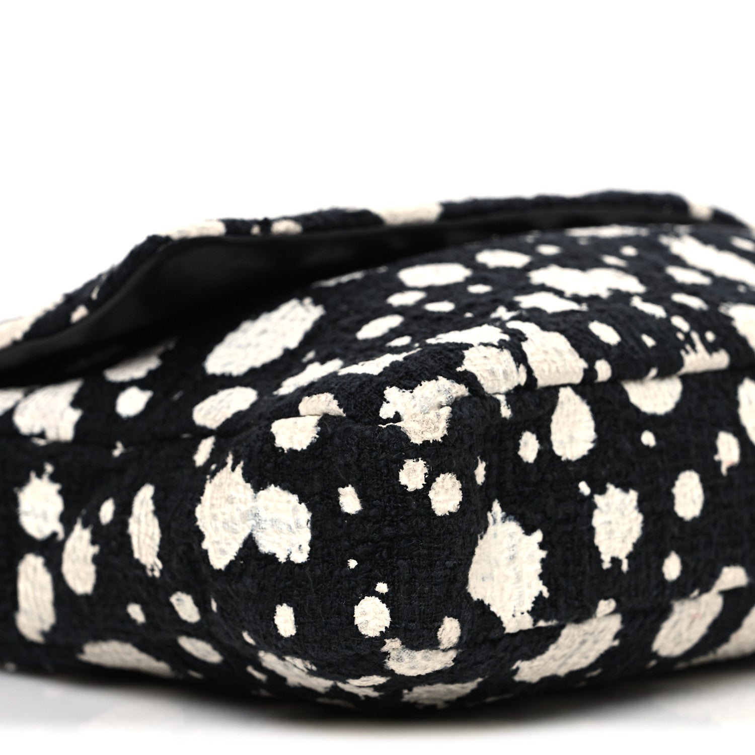 Chanel Tweed Paint Splatter Print Flap Black White 9 of 10