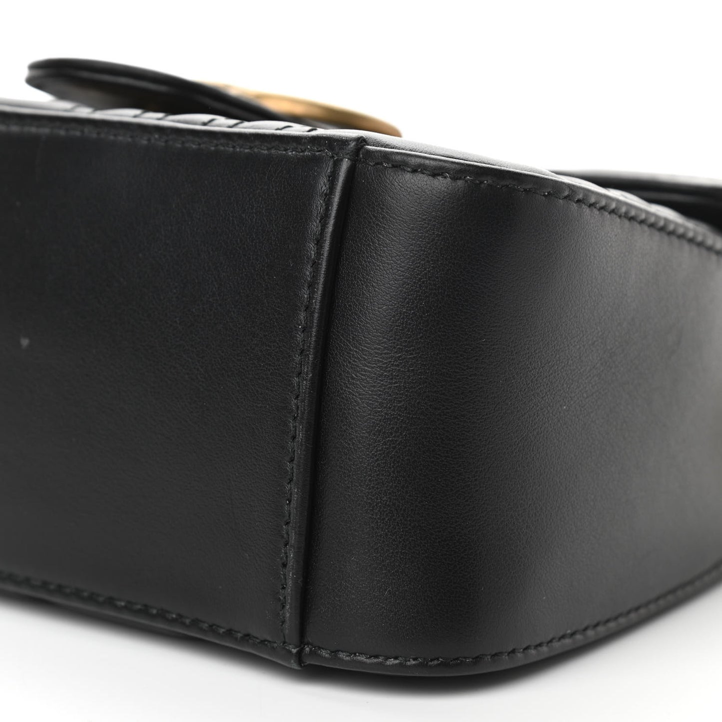 Calfskin Matelasse Mini GG Marmont Top Handle Shoulder Bag Black