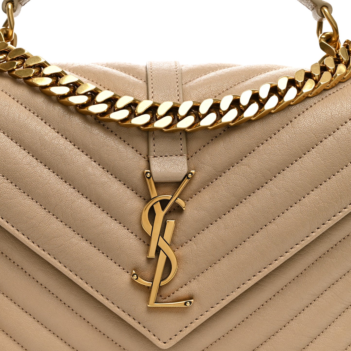 Sheepskin Matelasse Chevron Monogram Medium College Bag Dark Beige