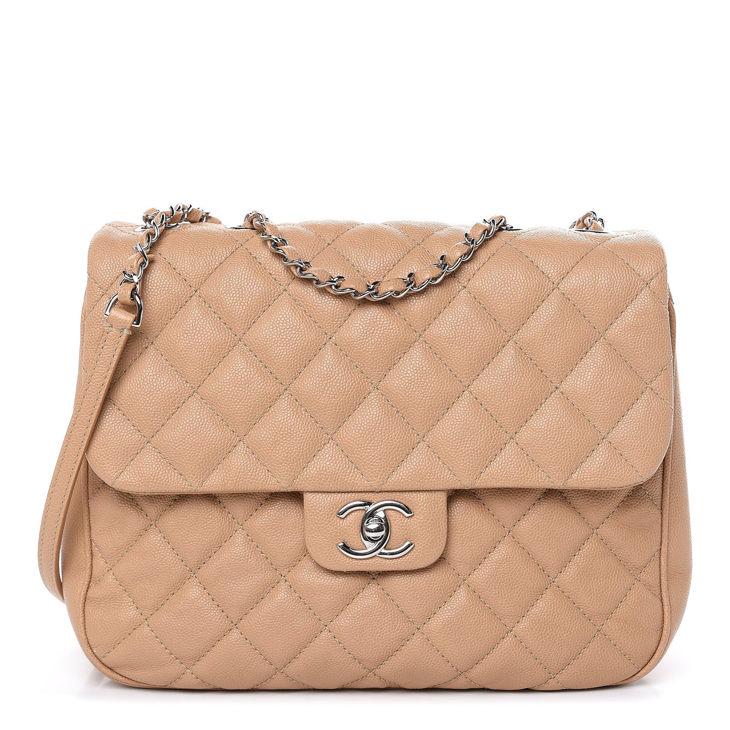 Caviar Quilted Large Urban Companion Flap Beige