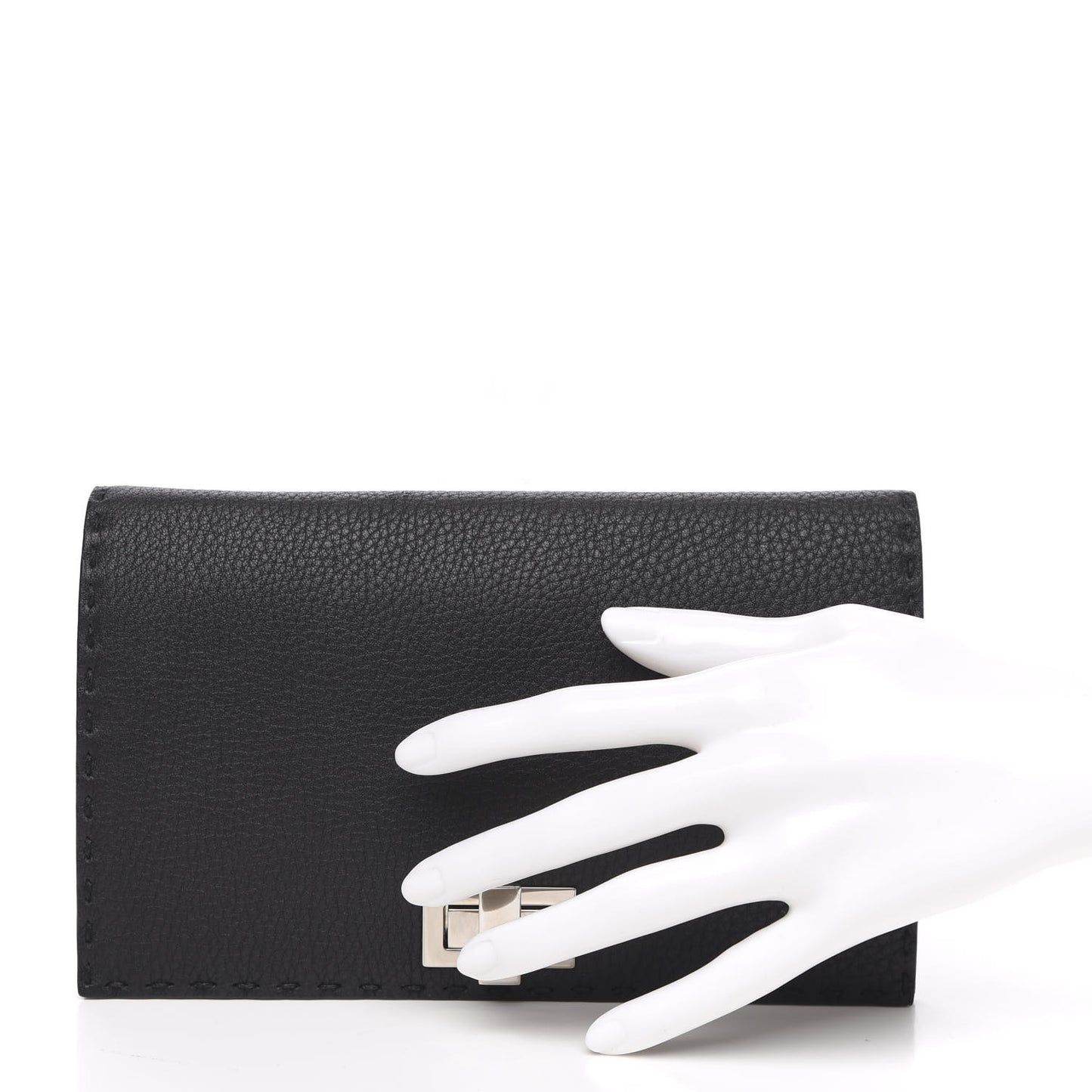 Cuoio Romano Selleria Mini Peekaboo Clutch Wallet Black