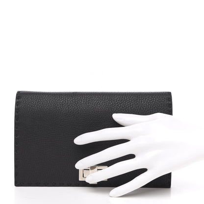 Fendi Cuoio Romano Selleria Mini Peekaboo Clutch Wallet Black 2 of 8