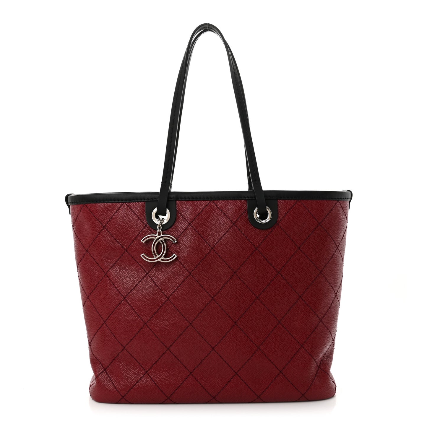 Grained Calfskin Shopping Fever Tote Red