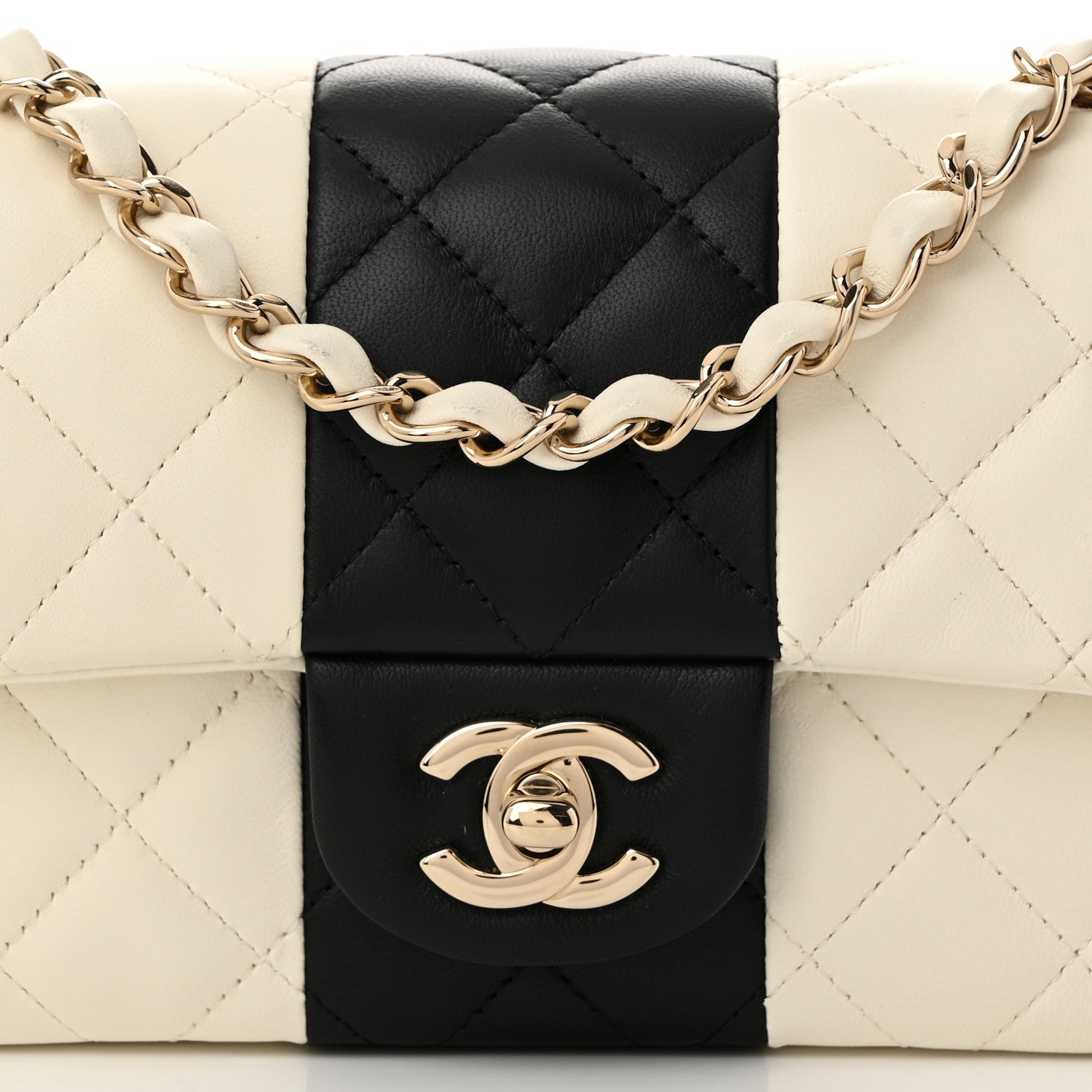 Chanel Lambskin Quilted Mini Rectangular Flap White Black 8 of 10