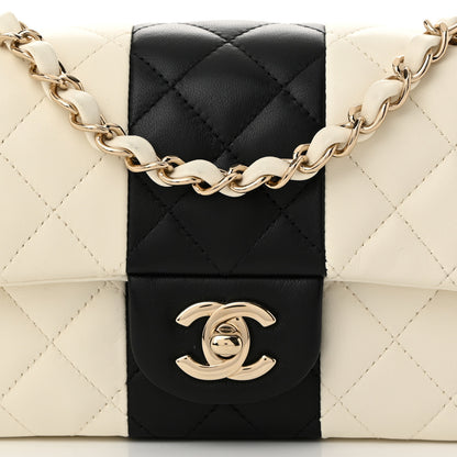 Chanel Lambskin Quilted Mini Rectangular Flap White Black 8 of 10