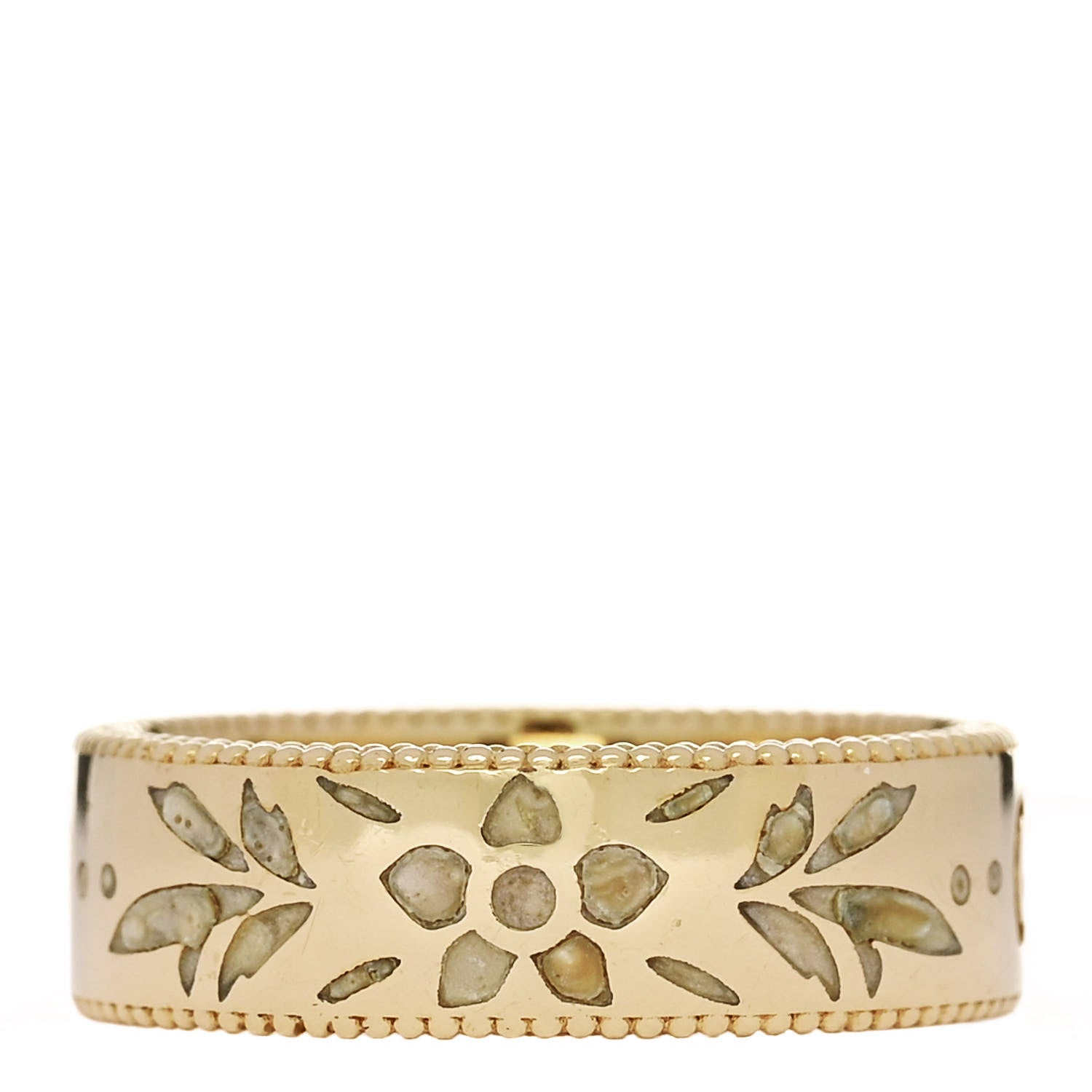 Gucci 18K Yellow Gold Enamel 6mm Icon Blooms Ring 54 6.75 1 of 6