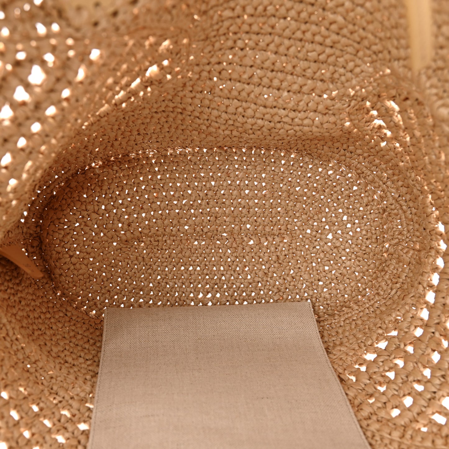 Raffia Calfskin Cut Out Large Tote Natural