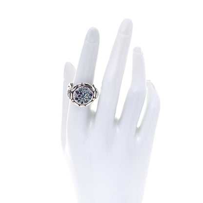 John Hardy Sterling Silver Topaz Iolite Aquamarine Kali Round Lava Ring 54 7 3 of 4