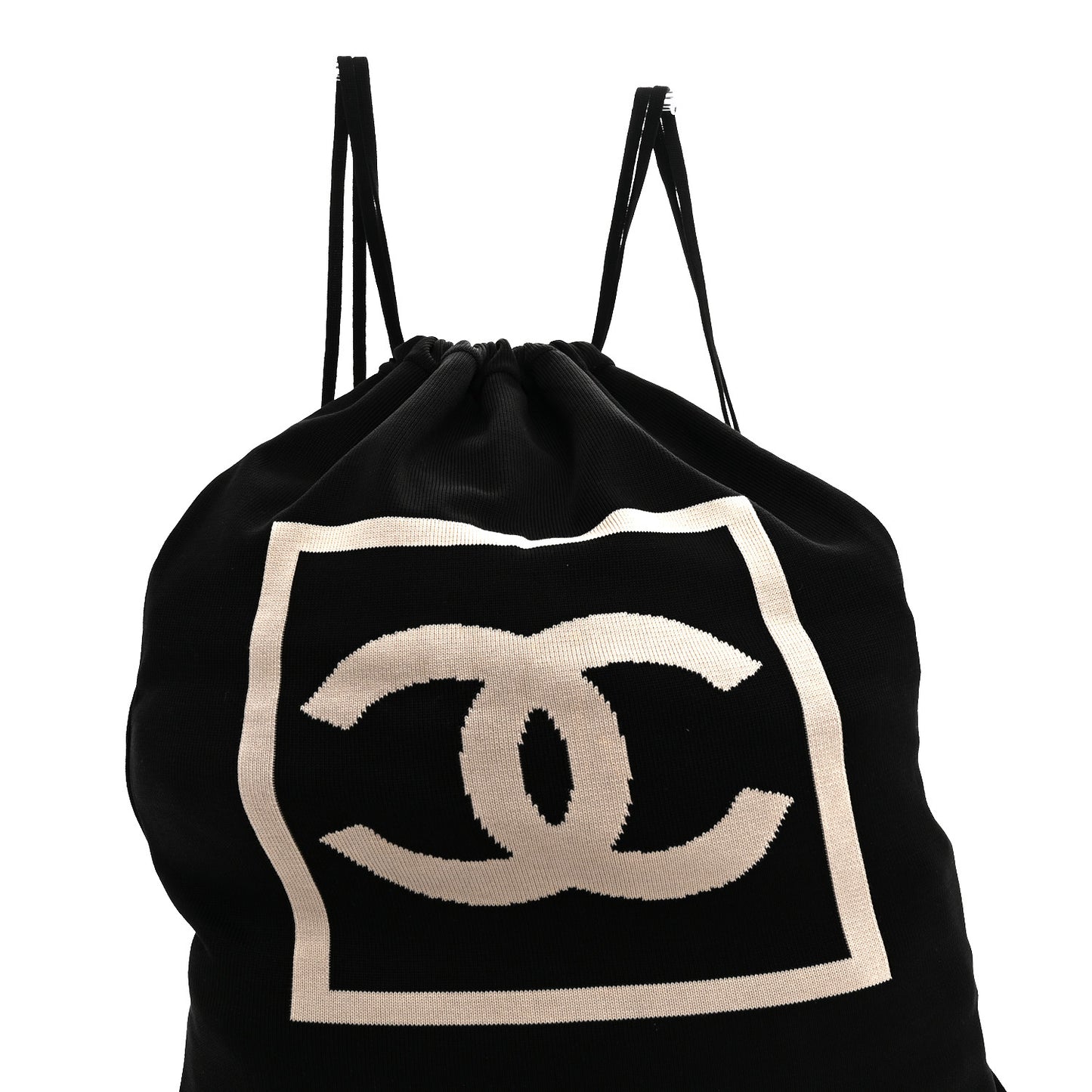 Cotton CC Drawstring Sport Line Backpack Black