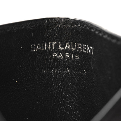 Saint Laurent Grain De Poudre Matelasse Chevron Monogram Credit Card Case Black 6 of 8