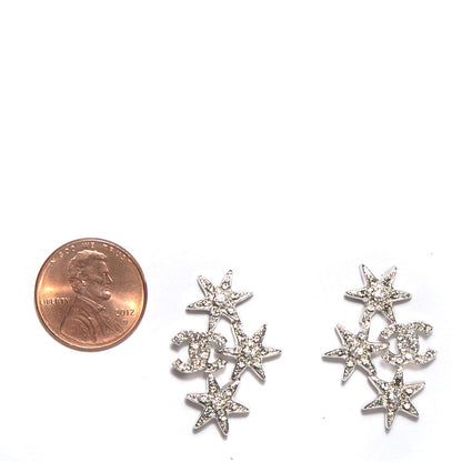 Chanel Crystal CC Star Earrings Silver 2 of 5