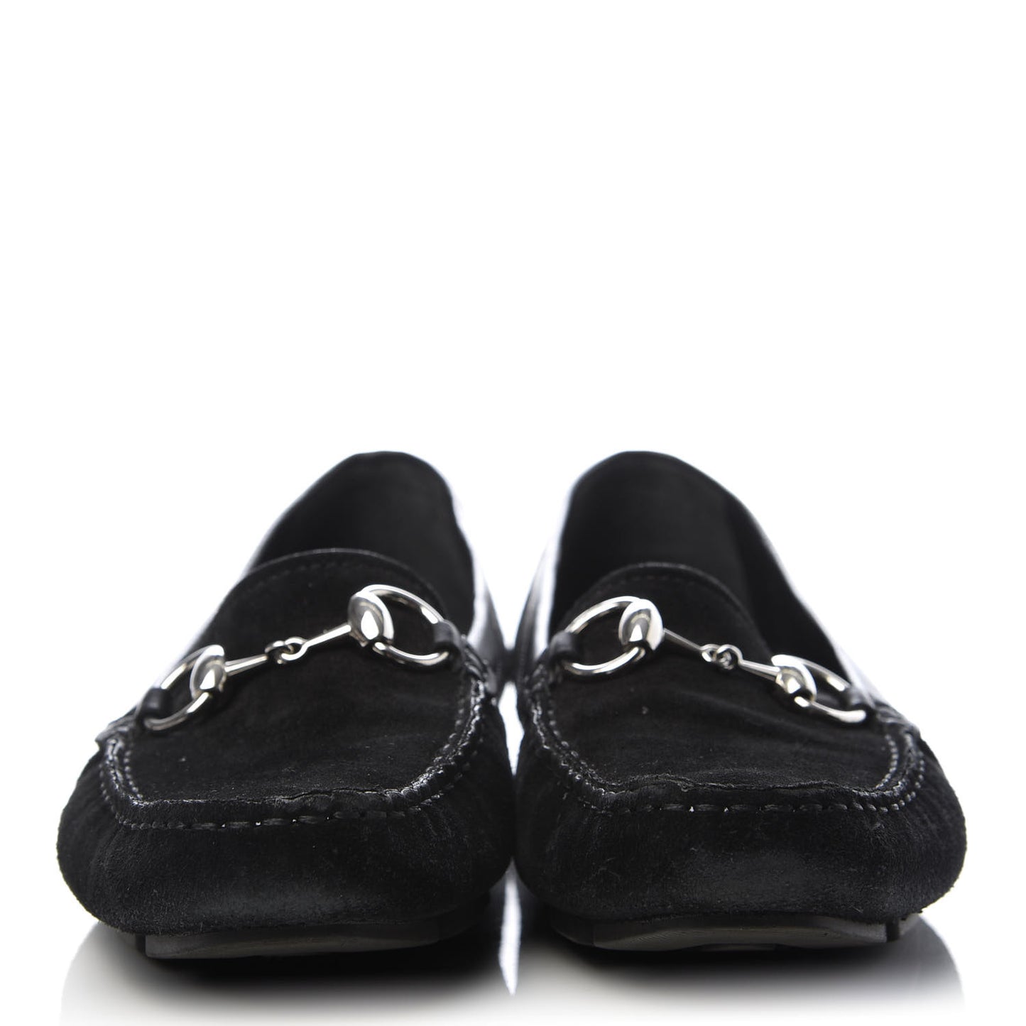 Suede Womens Horsebit Driver Loafers 38 Black