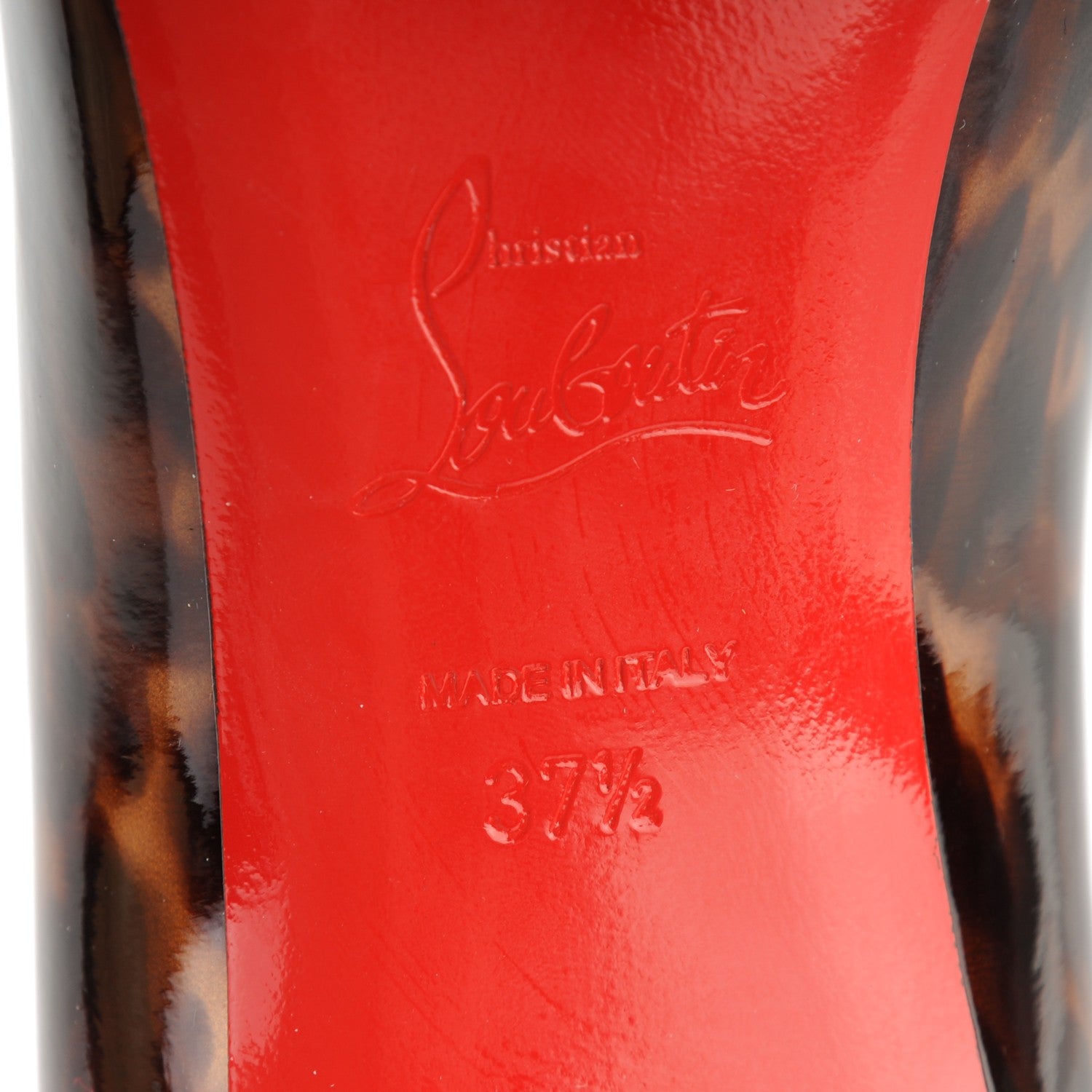 Christian Louboutin Patent Tartaruga Decollete 554 70 Pumps 37.5 Testa Di Moro 7 of 7