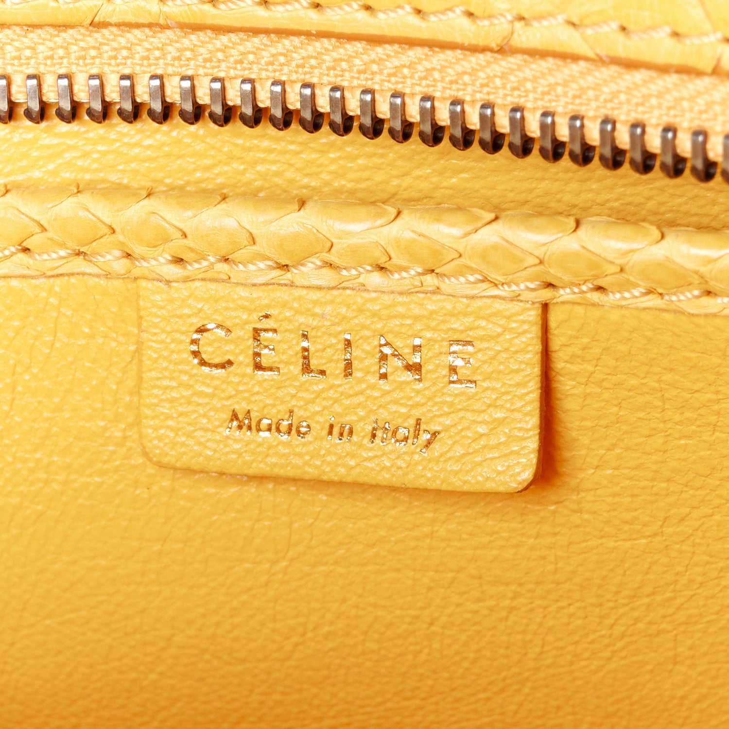 Celine Snakeskin Calfskin Nano Luggage Yellow 6 of 11