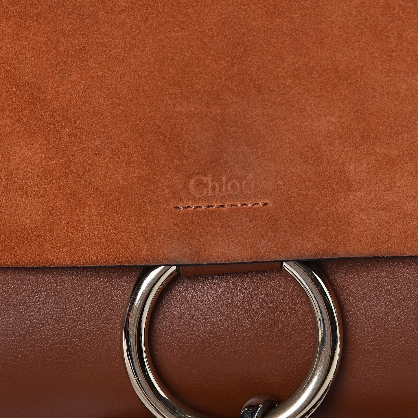 Suede Calfskin Small Faye Shoulder Bag Tobacco