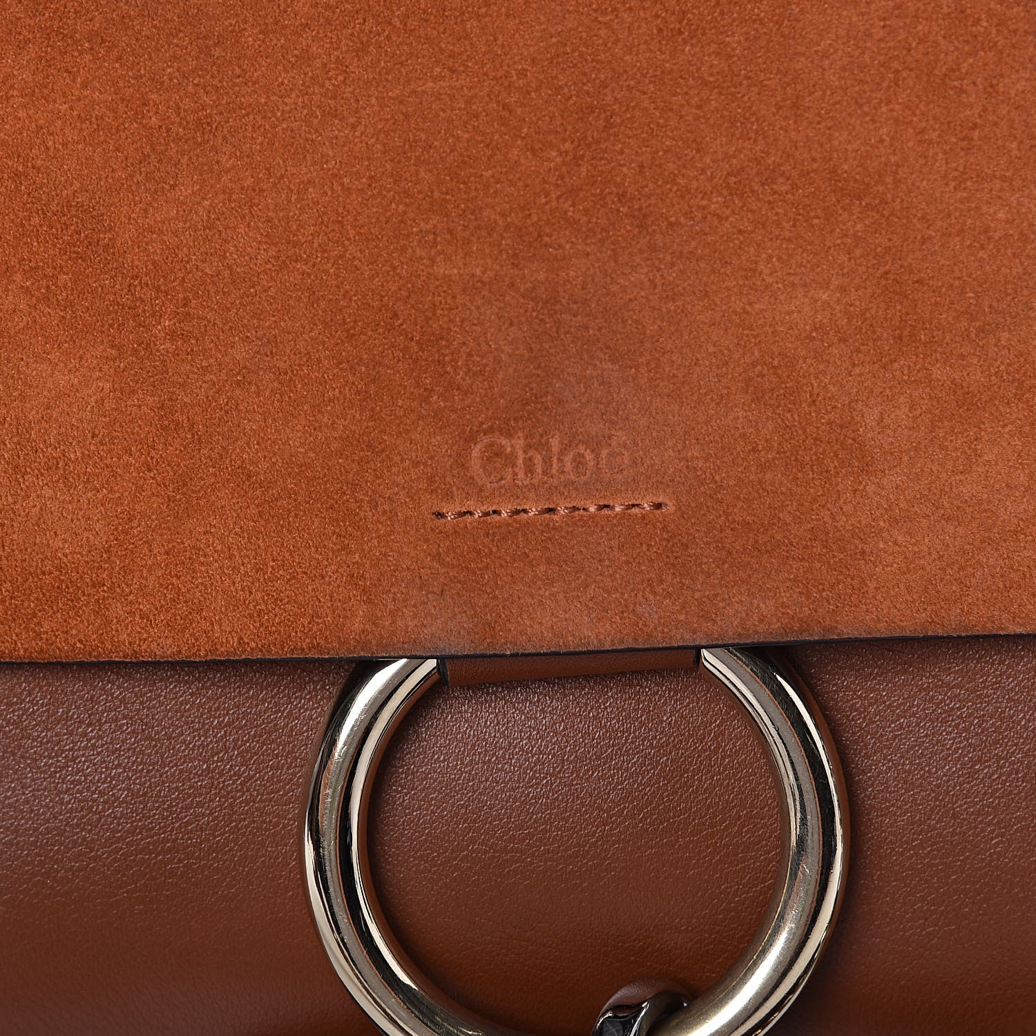 Chloe Suede Calfskin Small Faye Shoulder Bag Tobacco 10 of 11