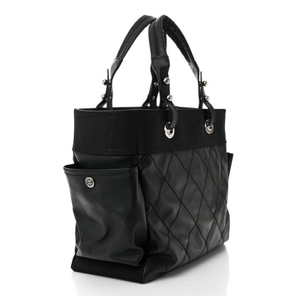 Chanel Coated Canvas Quilted Large Paris Biarritz Tote Black 4 of 13