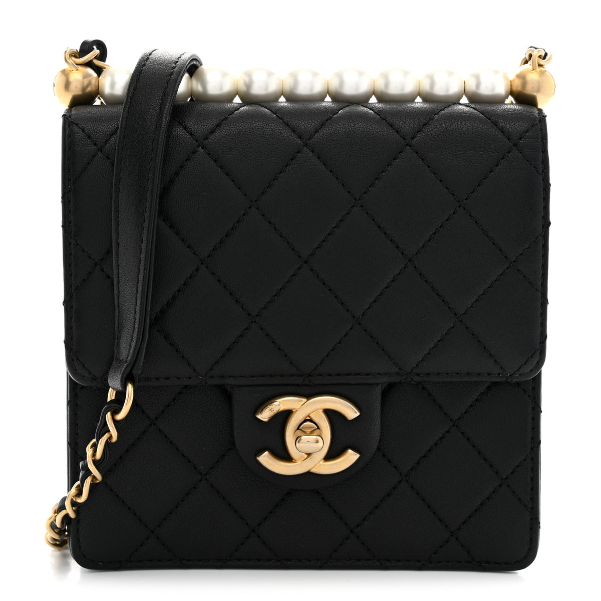 Chanel Goatskin Quilted Chic Pearls Flap Black 1 of 12