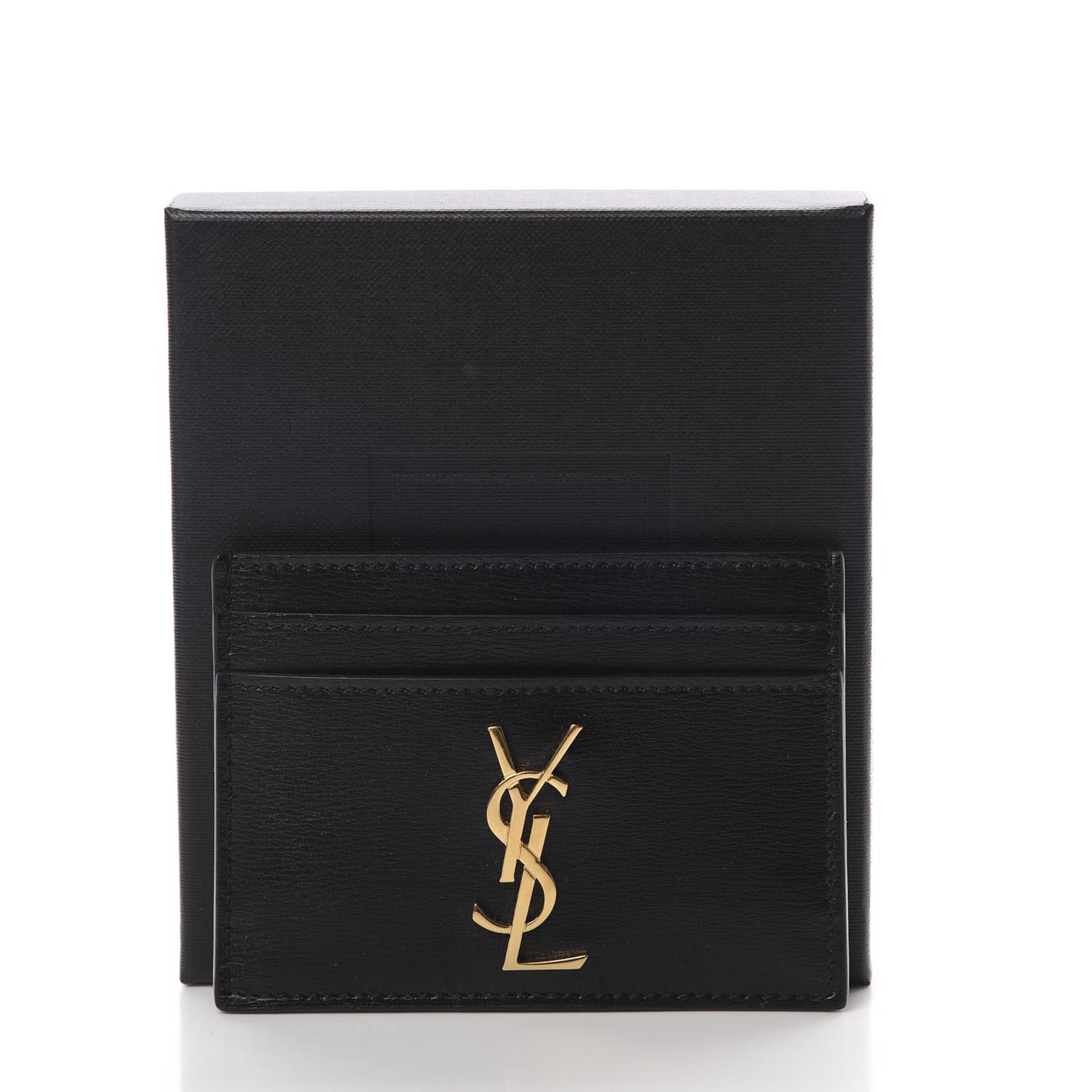 Calfskin Monogram Credit Card Case Black