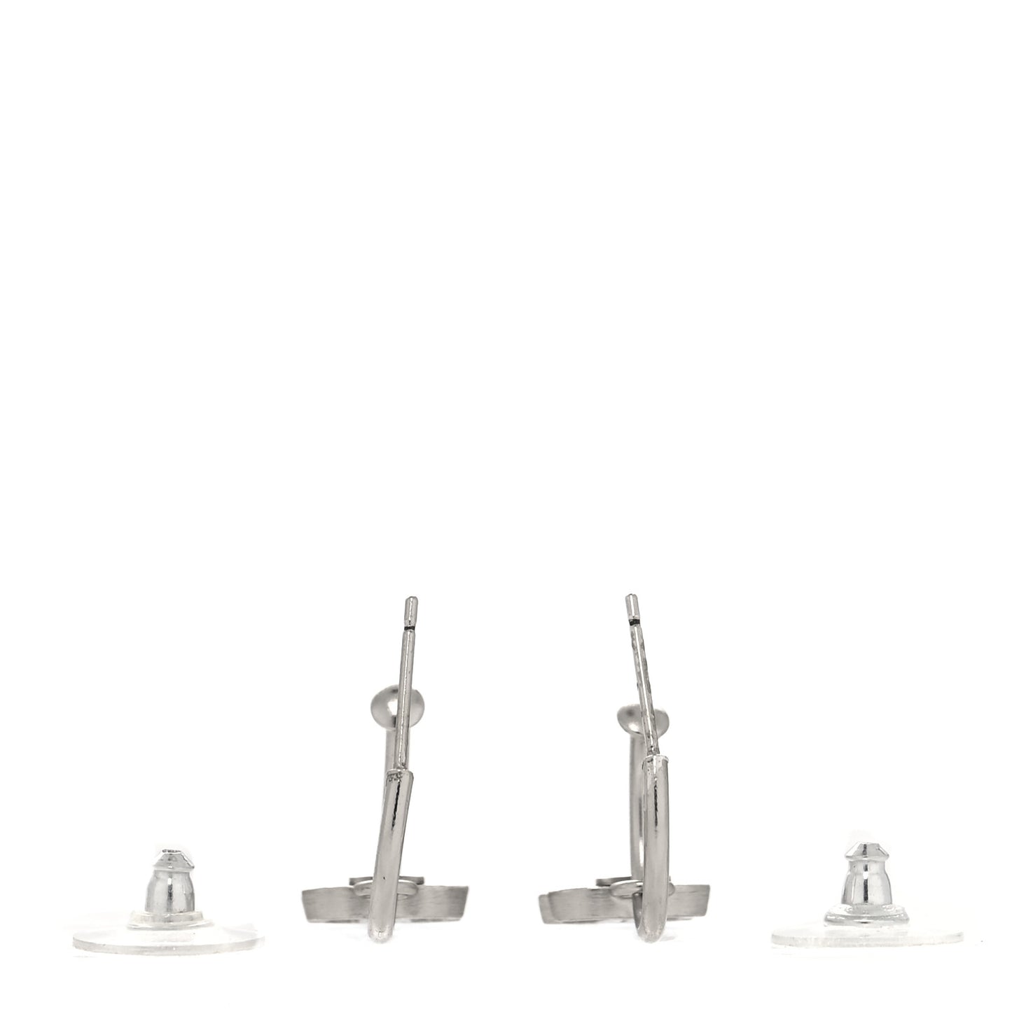 Enamel CC Hoop Earrings Silver Black