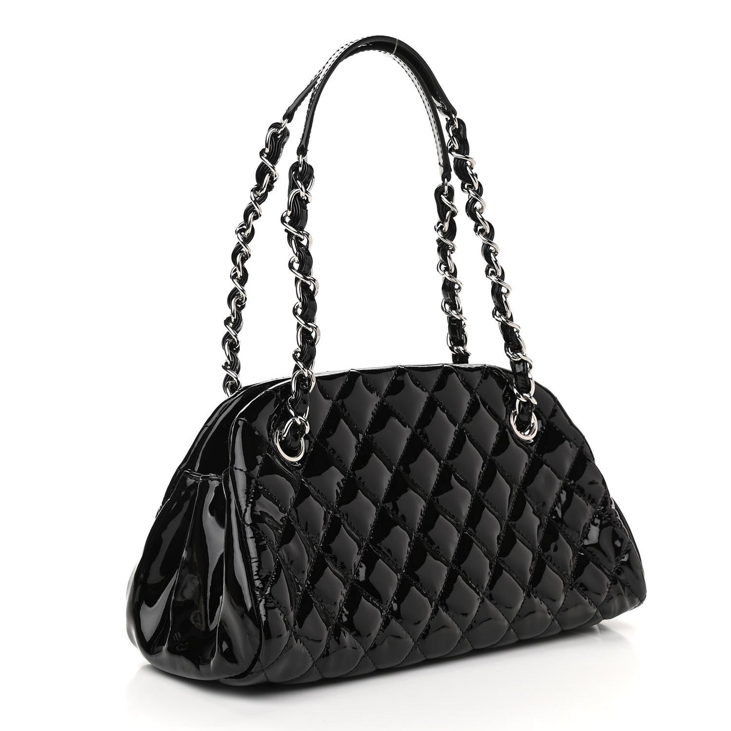 Patent Quilted Small Just Mademoiselle Bowling Bag Black