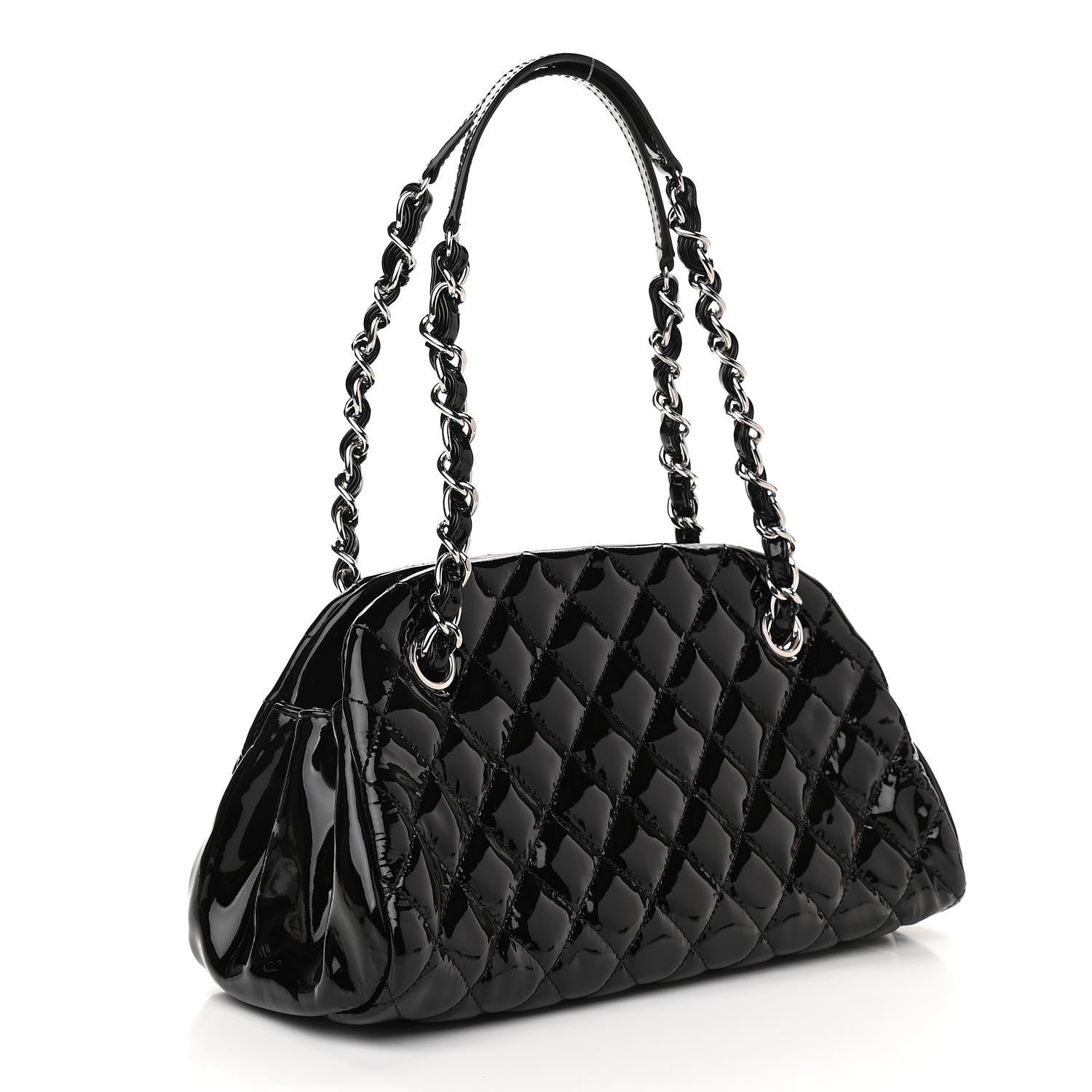 Chanel Patent Quilted Small Just Mademoiselle Bowling Bag Black 2 of 11