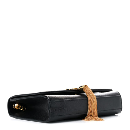 Saint Laurent Grain De Poudre Small Classic Monogram Kate Tassel Satchel Black 3 of 9