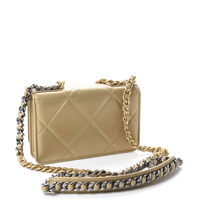 Chanel Metallic Goatskin Quilted 19 Wallet On Chain WOC Gold 3 of 15