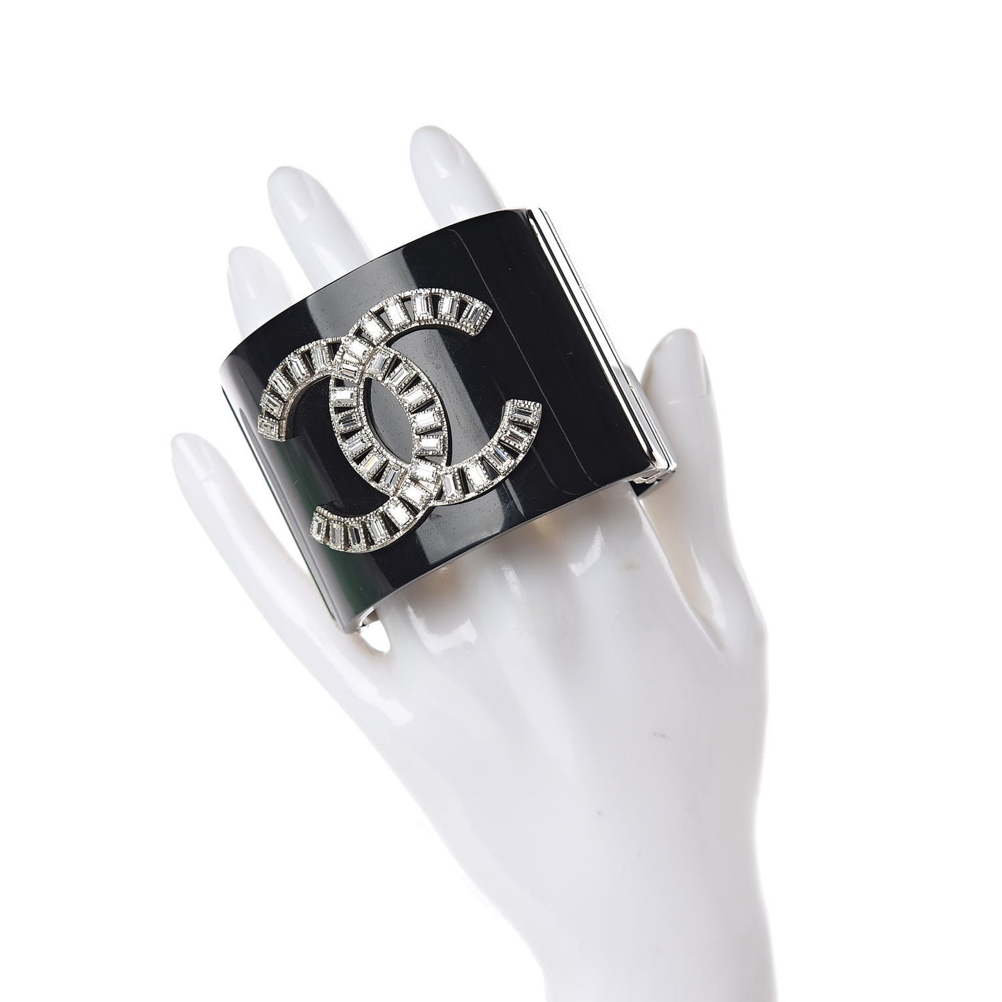 Resin Baguette Crystal CC Cuff Black