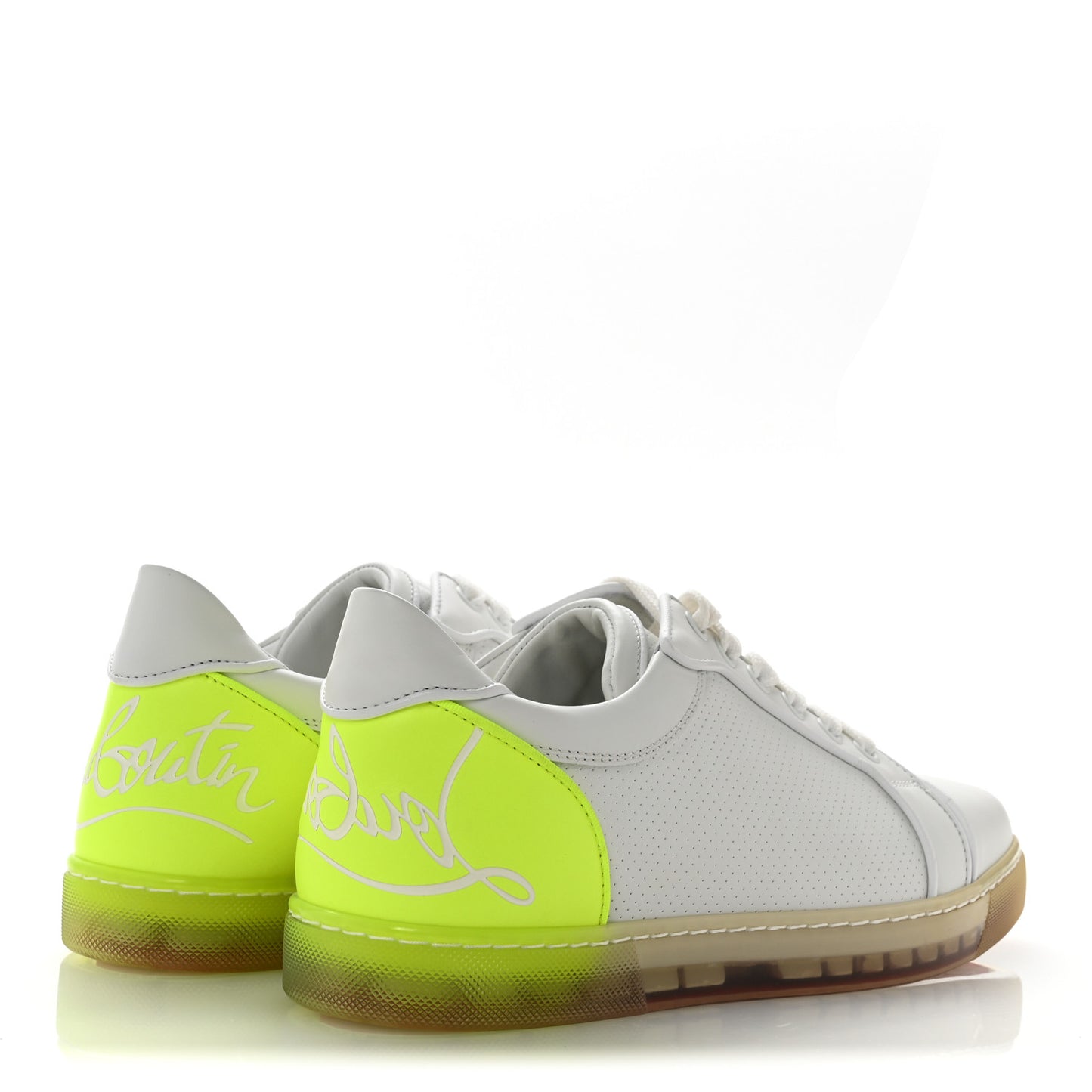 Calfskin Perforated Nappa Womens Fun Vieira Orlato Flat Sneakers 39 Bianco Fluo Yellow
