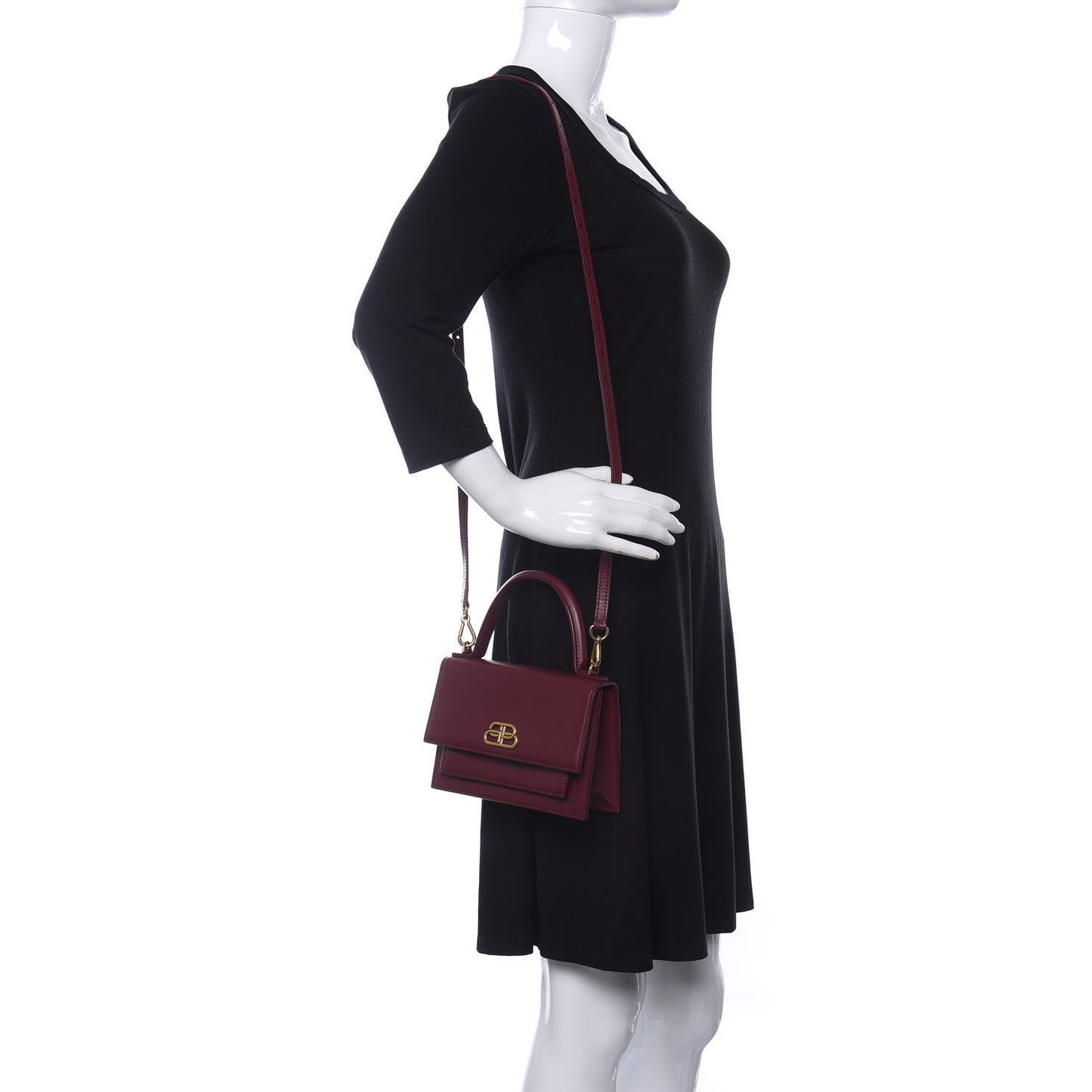 Box Calfskin XS Sharp Top Handle Bag Burgundy