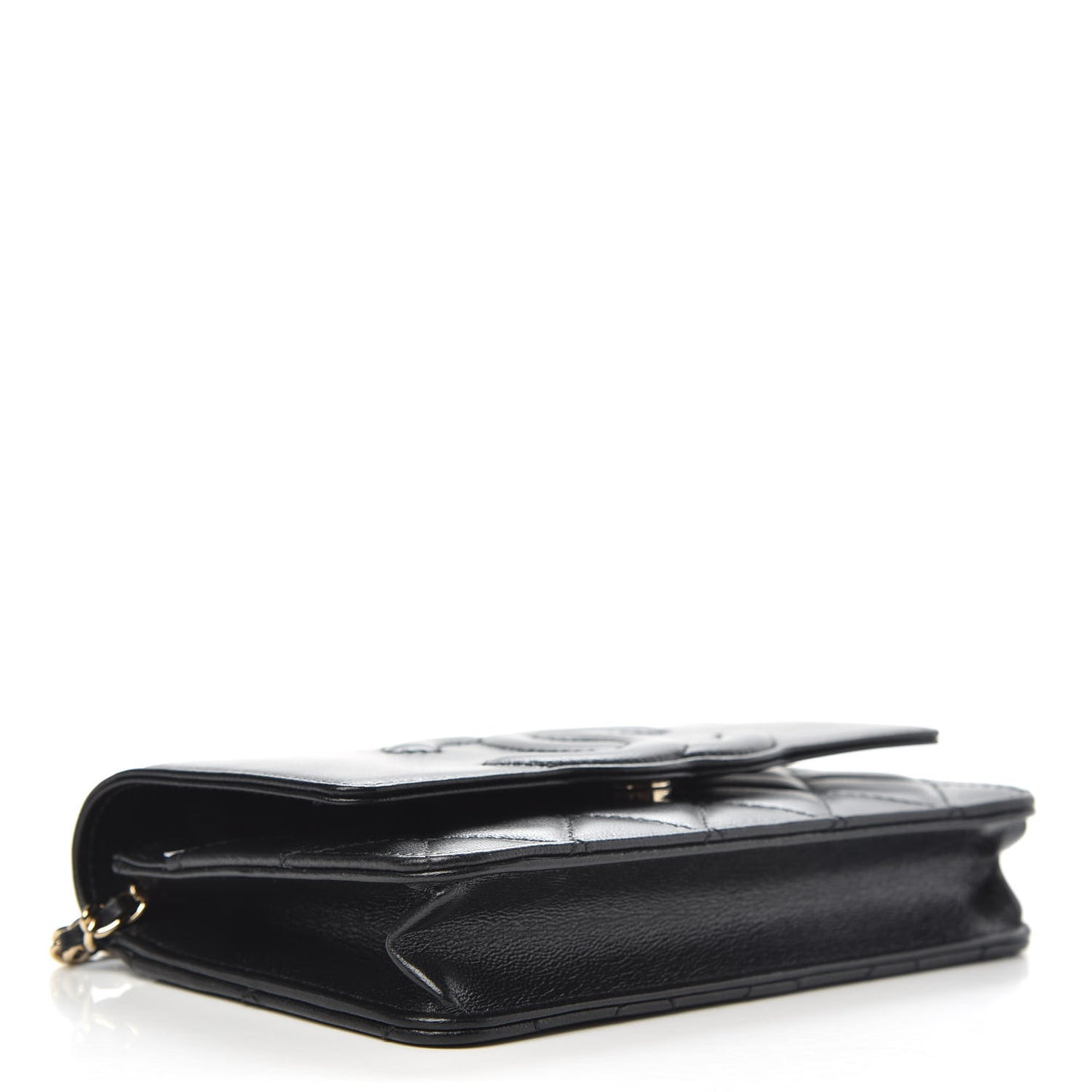 Goatskin Quilted Timeless CC Wallet On Chain WOC Black