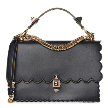 Fendi Vitello Liberty Scalloped Studded Kan I Shoulder Bag Black 1 of 10