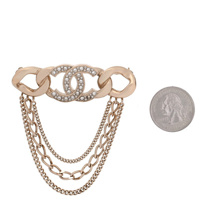 Chanel Crystal Multi Strand Chain CC Brooch Gold 2 of 5