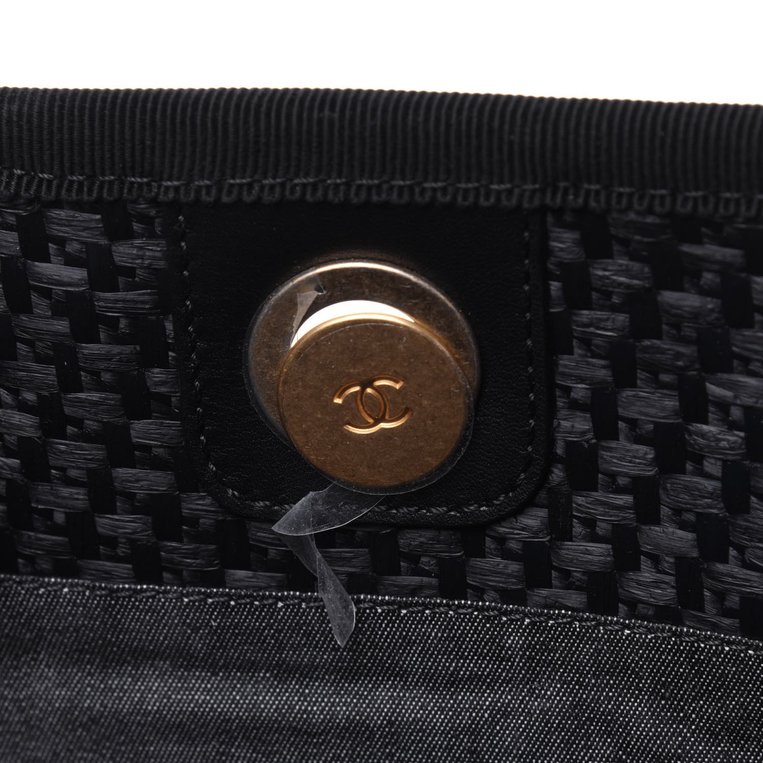 Chanel Straw Raffia Calfskin Chain Small Deauville Tote Black 8 of 13