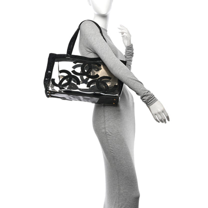 Chanel Vinyl Patent CC Logo Beach Tote Black 2 of 14