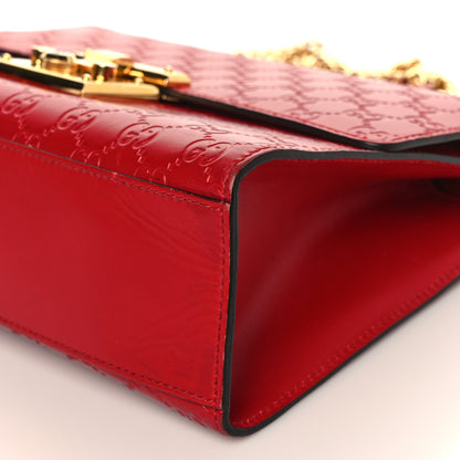Gucci Guccissima Medium Padlock Shoulder Bag Hibiscus Red 9 of 10
