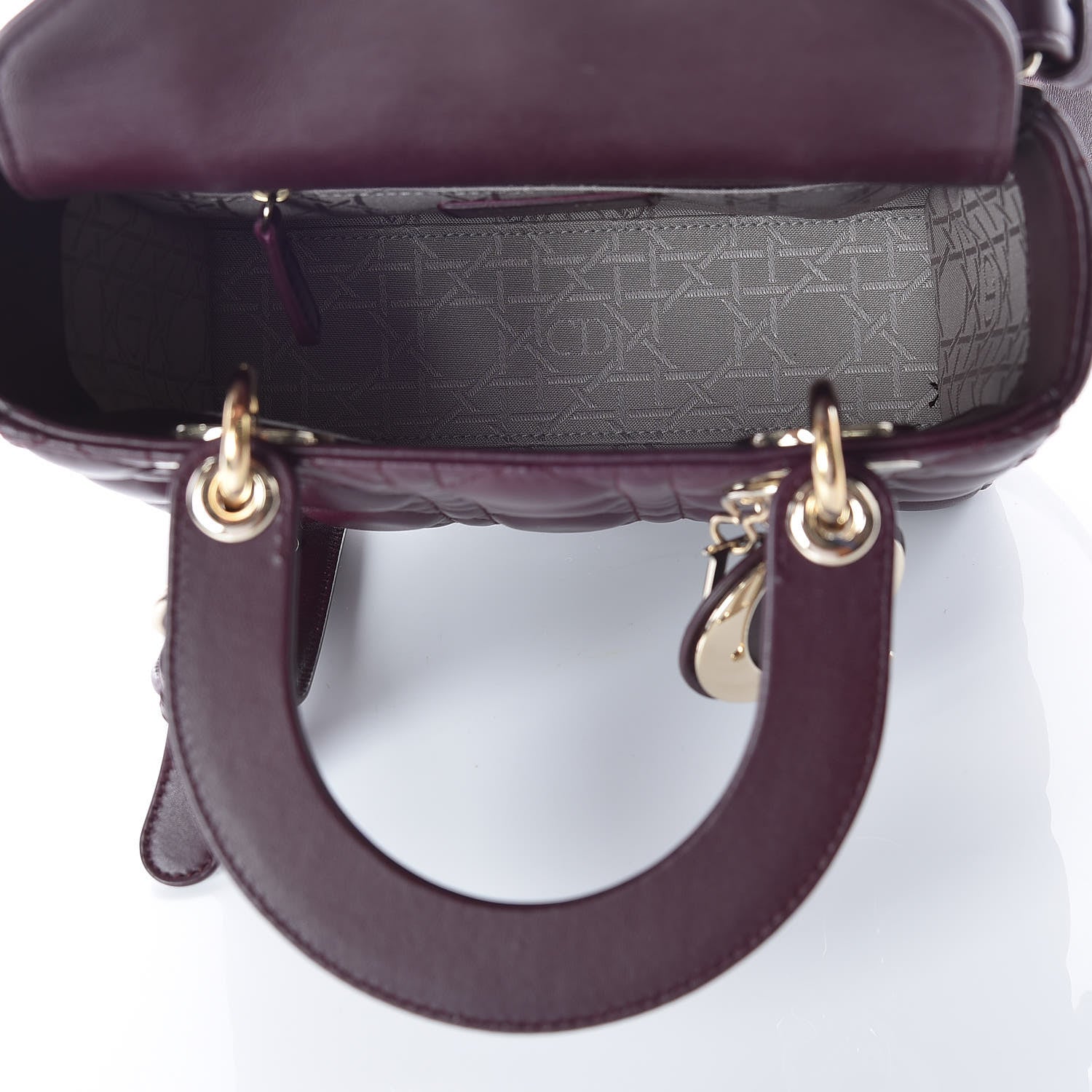 Christian Dior Lambskin Cannage Small Lucky Badges My Lady Dior Burgundy 5 of 14