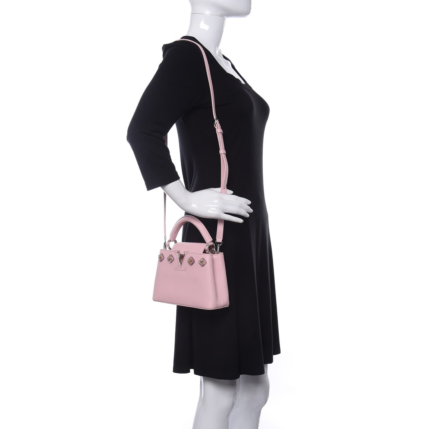 Louis Vuitton Taurillon Flowers Capucines Mini Pink 2 of 9