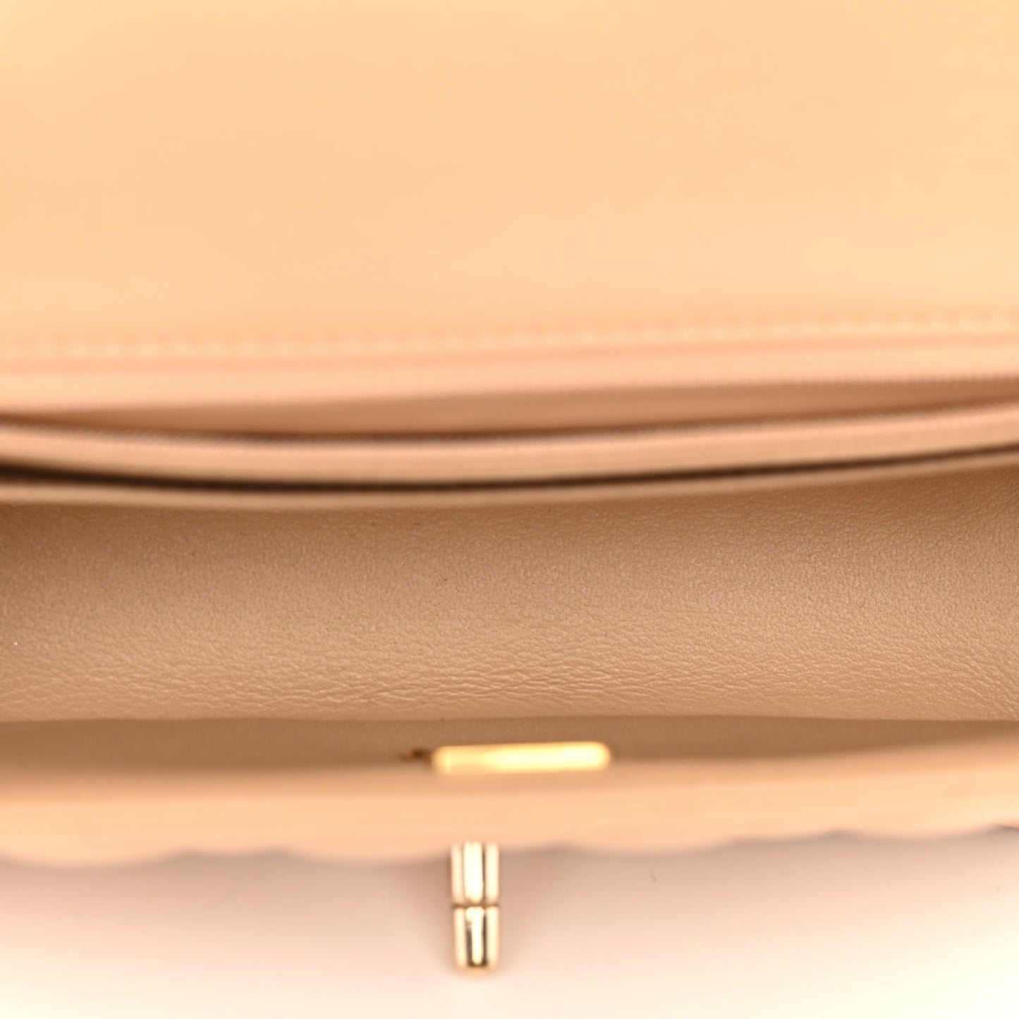 Lambskin Quilted Mini Rectangular Flap Beige