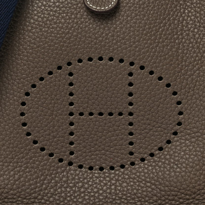 Hermes Taurillon Clemence Amazone Evelyne TPM Etoupe Bleu Indigo 9 of 14