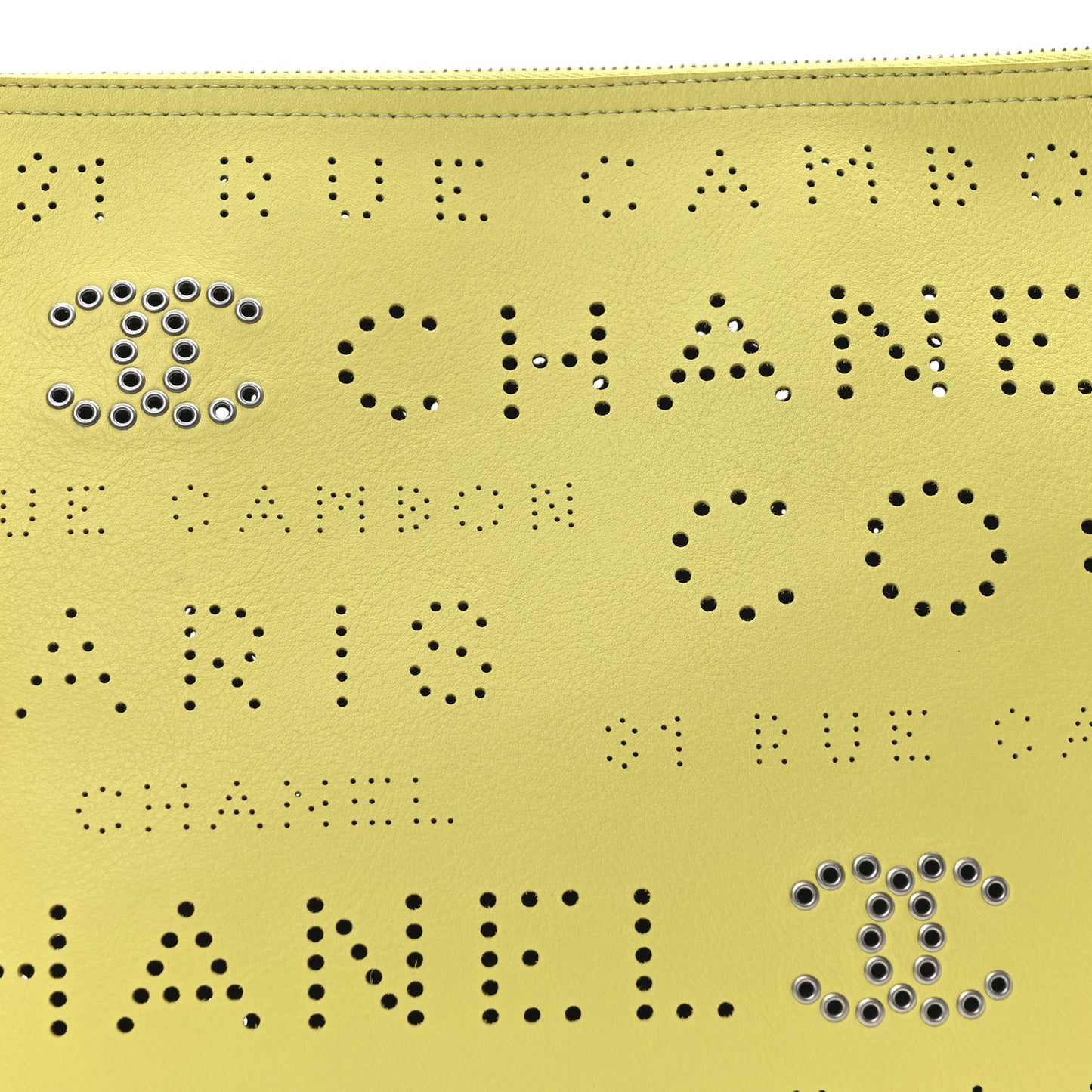 Calfskin Eyelets Clutch Yellow