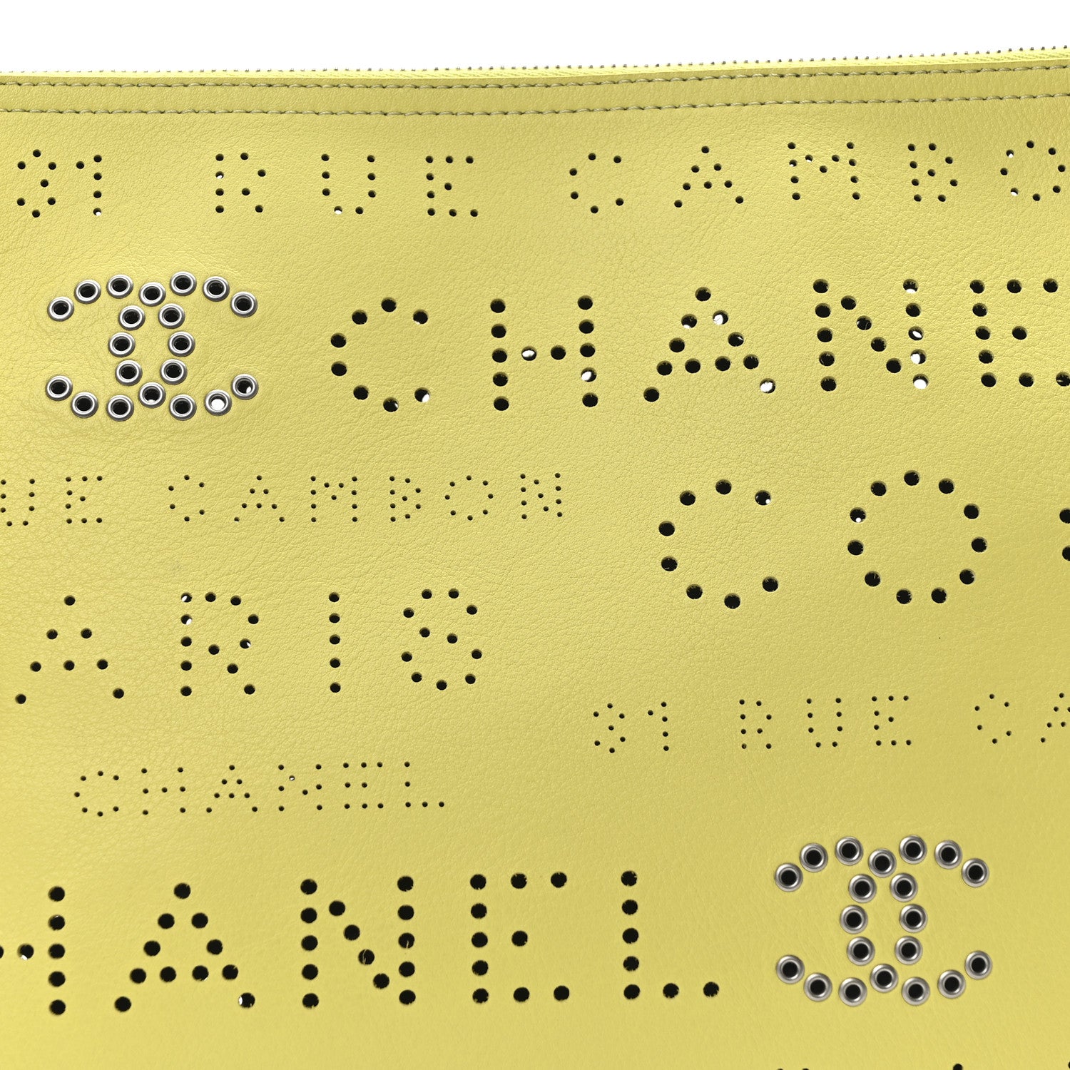 Chanel Calfskin Eyelets Clutch Yellow 15 of 20