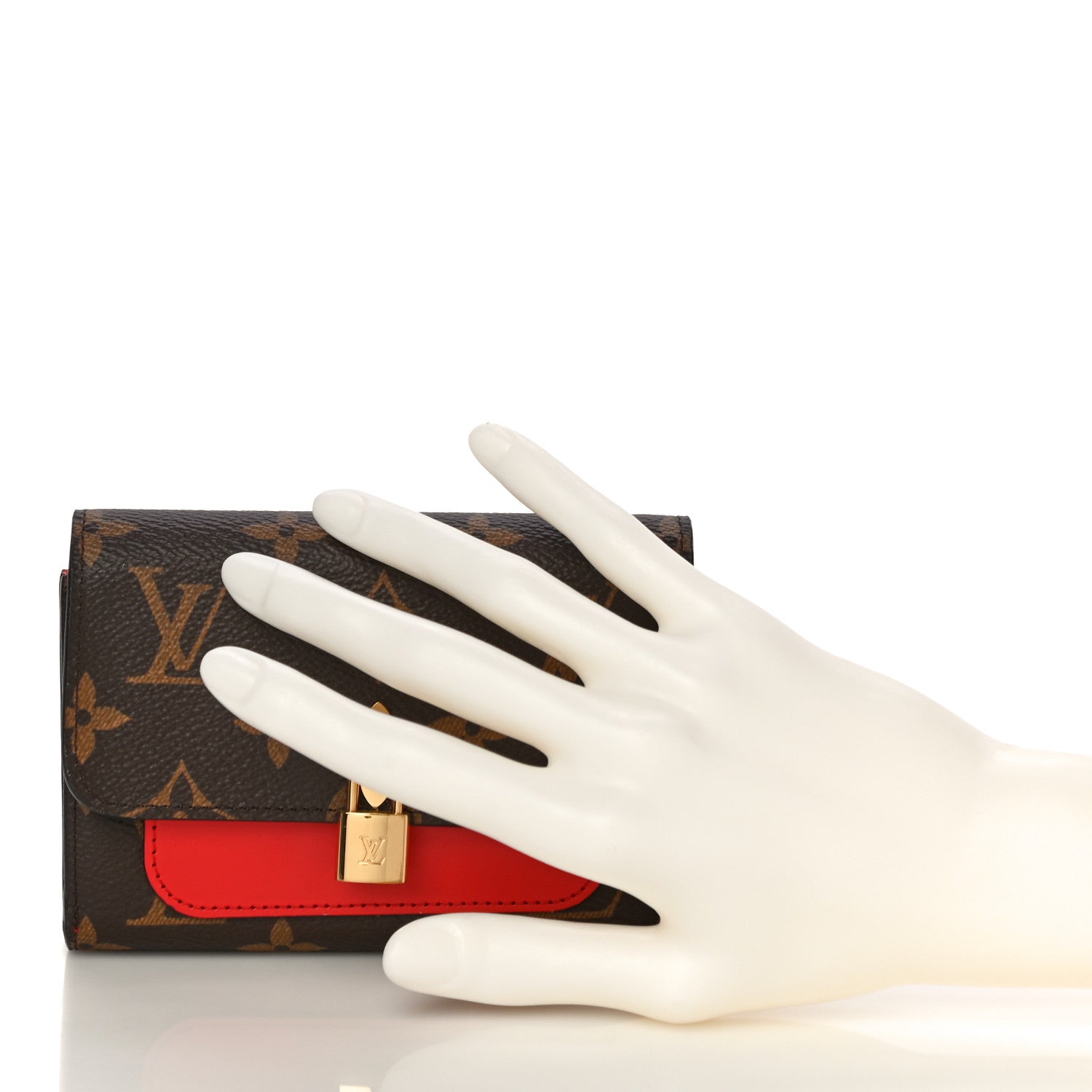 Louis Vuitton Monogram Flower Lock Compact Wallet Coquelicot 2 of 9