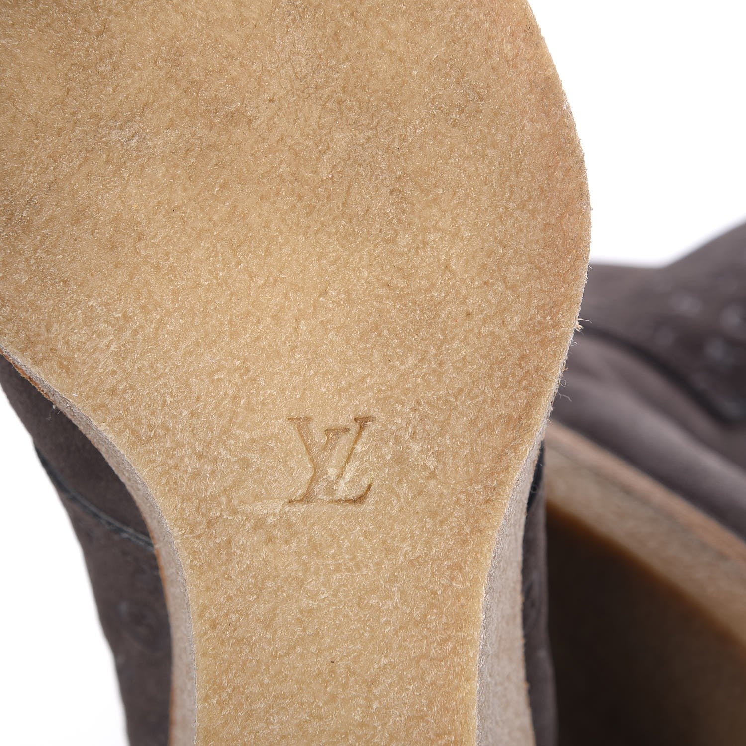 Louis Vuitton Monogram Embossed Suede Frosty Wedge Low Boots 38.5 Dark Grey 7 of 10